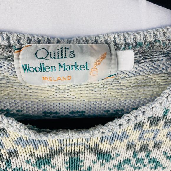 Vintage Quill's Woolen Market Fair Isle Pullover Sweater Made in Ireland - Picture 3 of 5